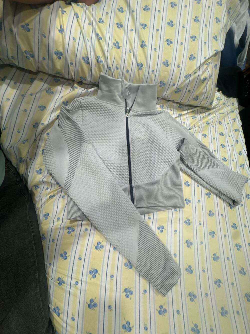Bella Movement Seamless Cropped Zip Up Jacket Light Grey